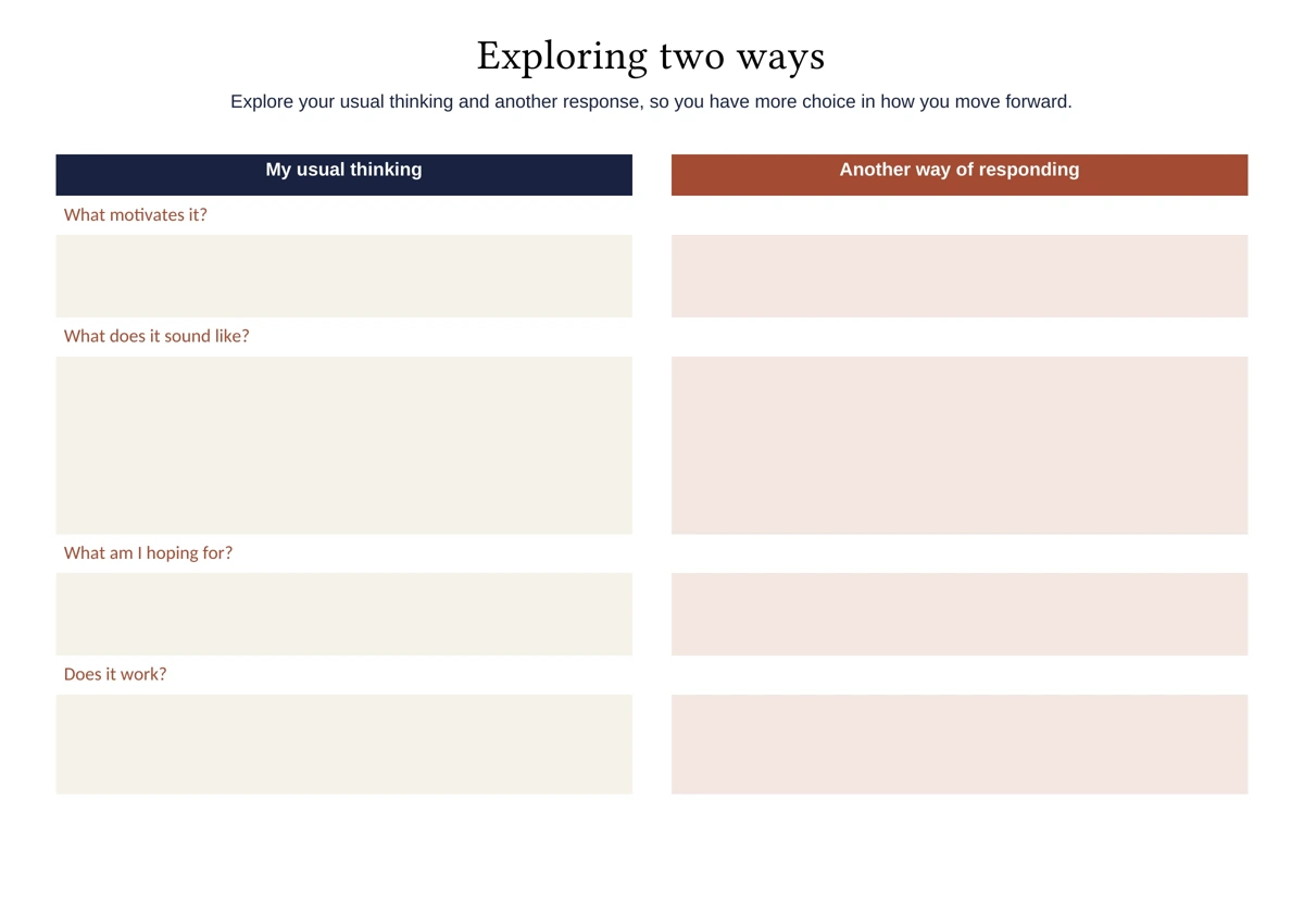 Exploring two ways blank comparison worksheet