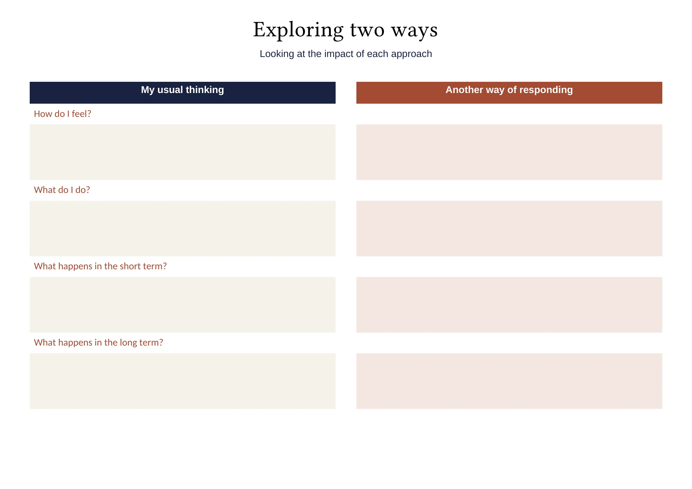 Exploring two ways blank worksheet, page 2 of 2